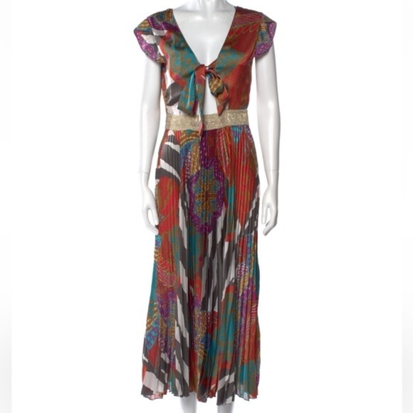 beatrice b Dresses & Skirts - BEATRICE B./ Pleated multicolor abstract print midi dress